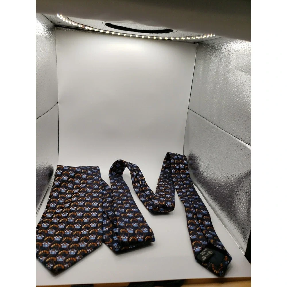 Ermenegildo Zegna Mens Silk Tie Navy Blue Floral Pattern 204ZKU06-1US-G
